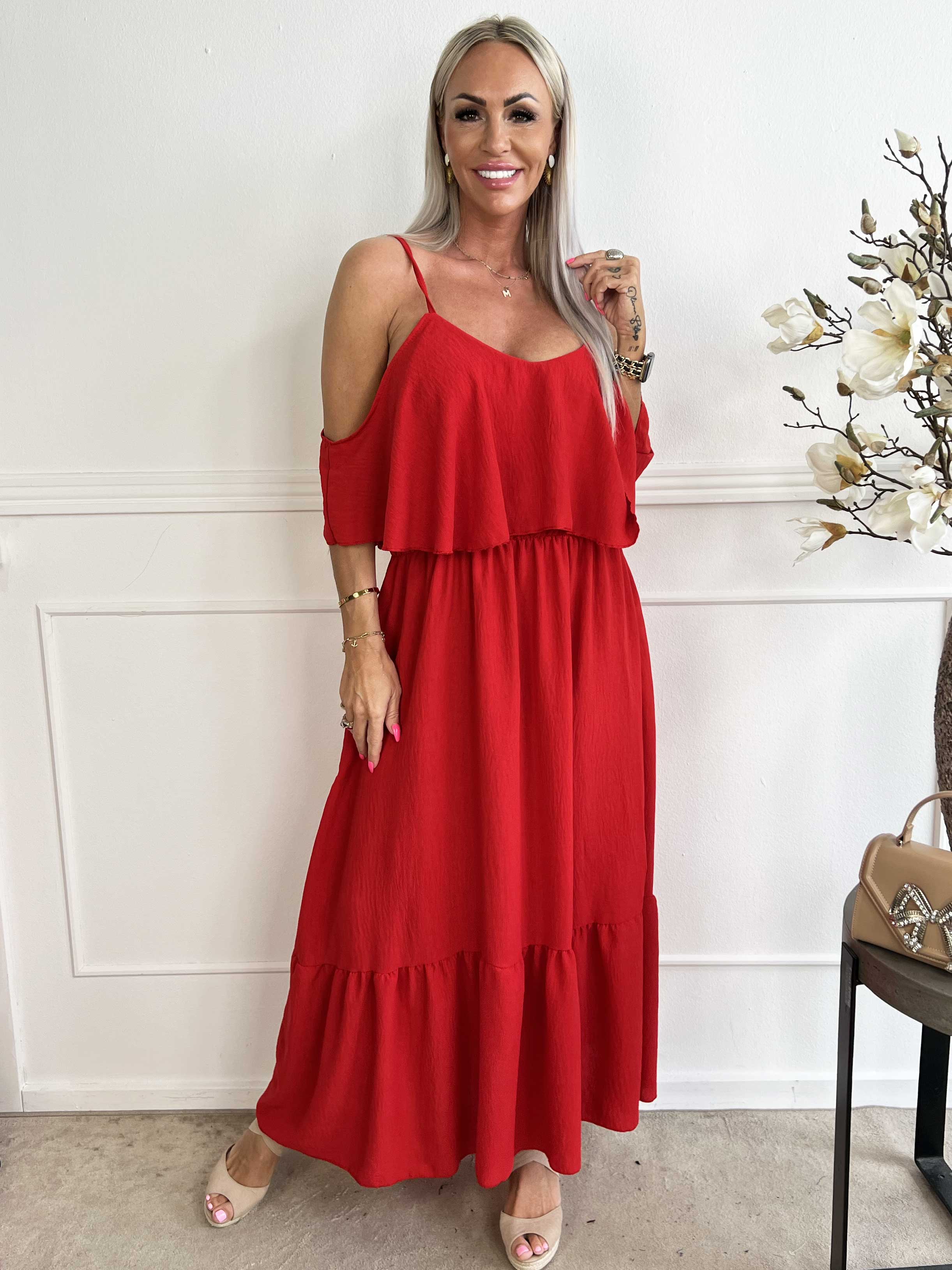 Adelisa - Söt klänning med lång rem och volanger